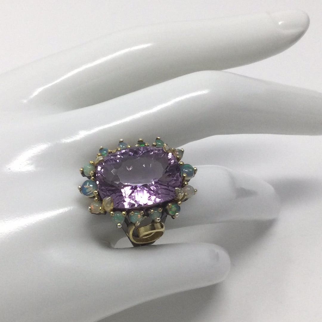 Genuine Amethyst & Opal Ring