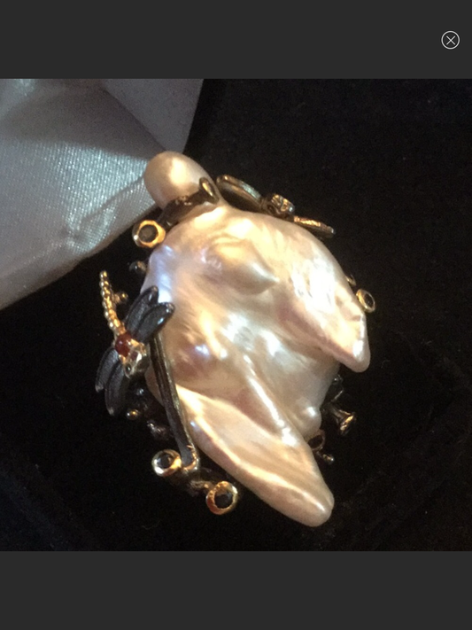 Rare Genuine Baroque Pearl Ring