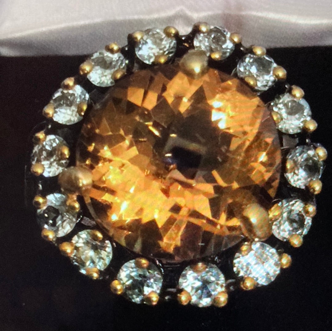 Knockout Genuine Citrine & Aquamarine Ring