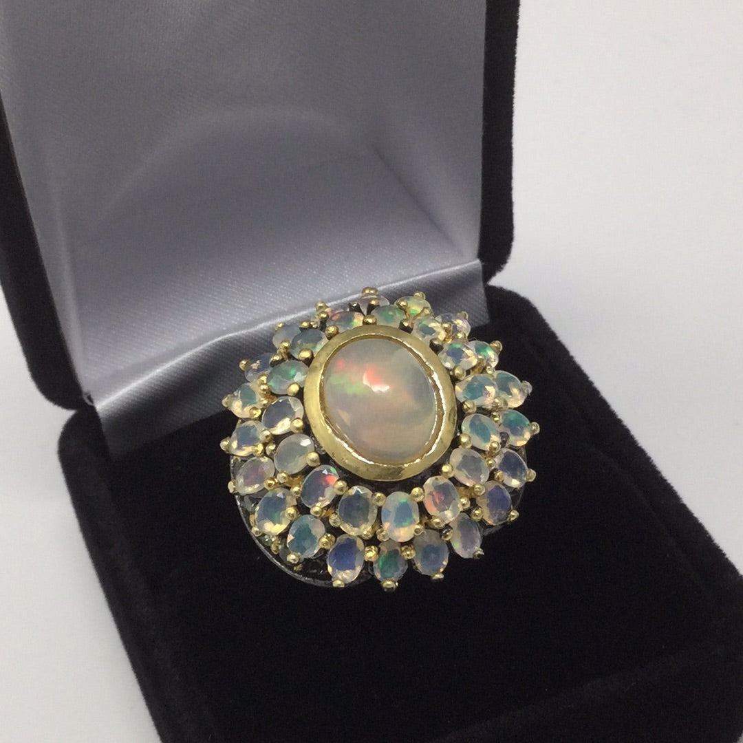 Genuine  Explosion of Opals Ring