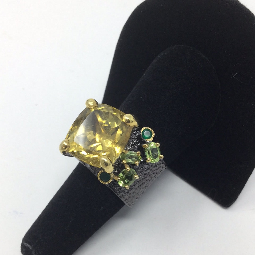 Stylized Edgy Genuine Citrine Ring