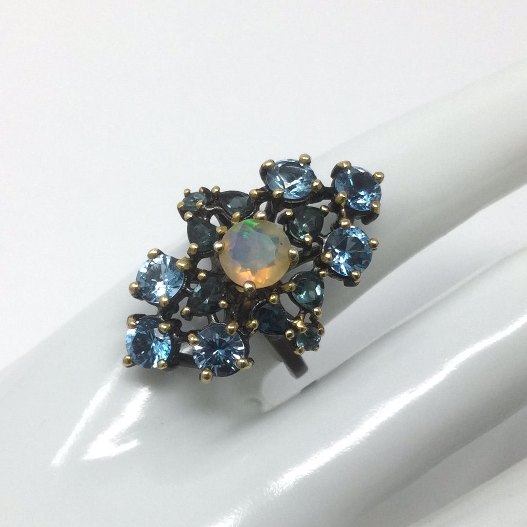 Genuine Topaz, Opal & Green Tourmaline Ring Tourmaline Ring