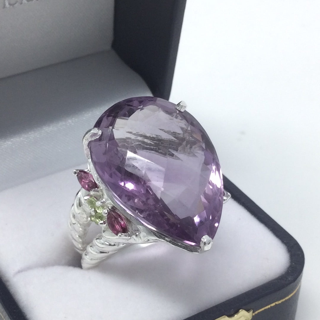 Incredible 45 CTW Genuine Amethyst Ring