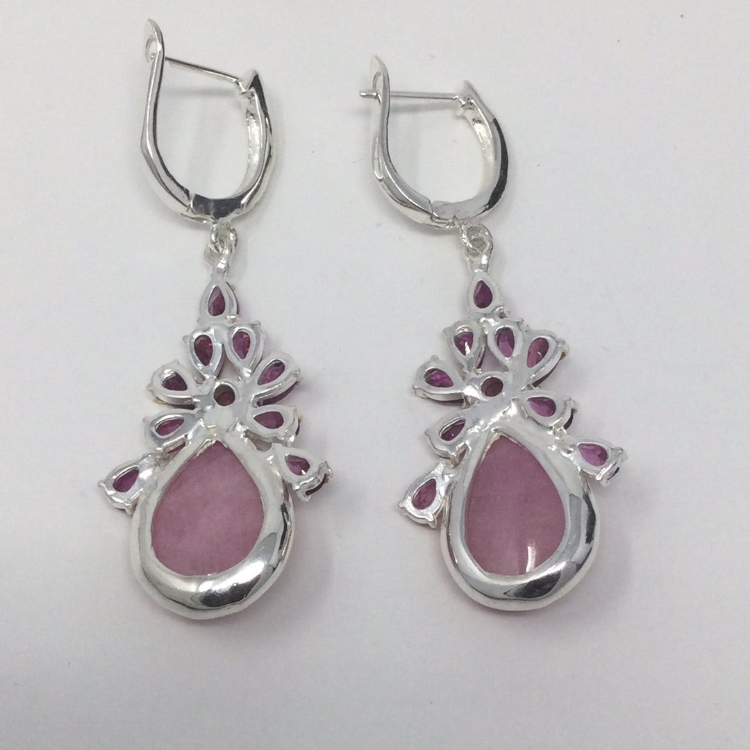 Genuine Pink Ruby & Garnet Earrings