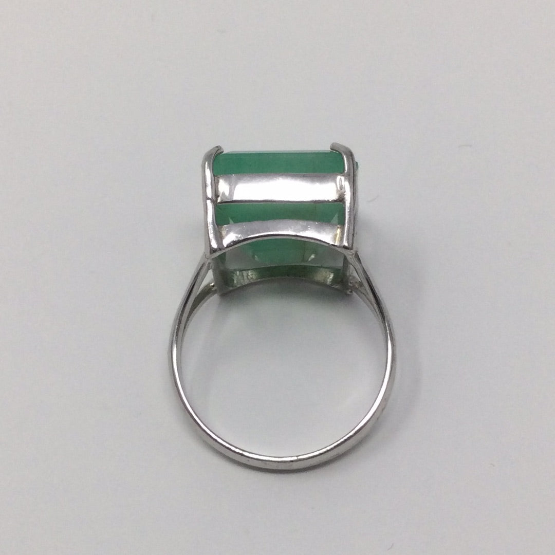 Genuine Square Cut Emerald Ring