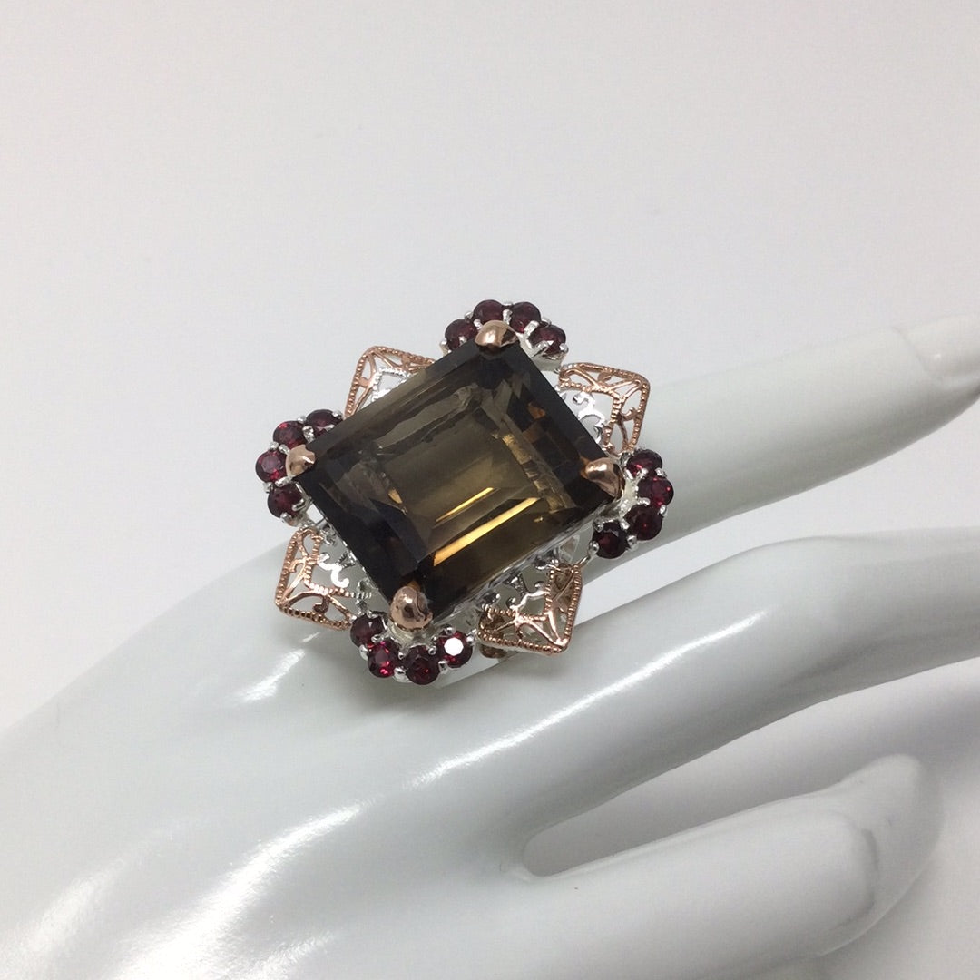 Large Genuine Smoky Quartz Ring