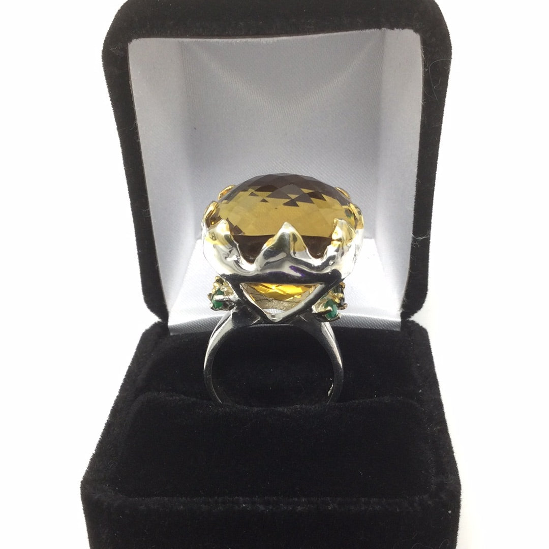 Incredible Genuine 34CTW Cognac Quartz Ring