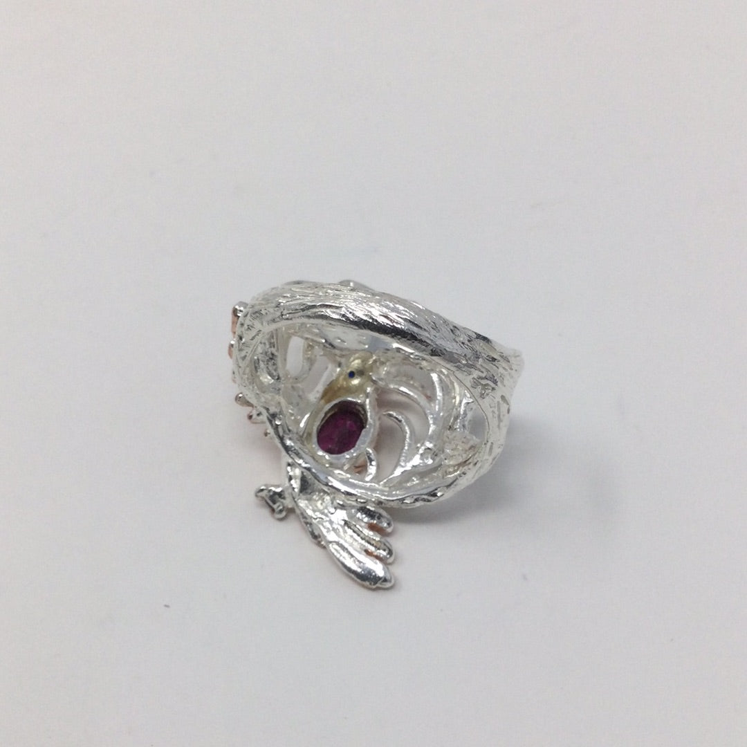 Hummingbird Genuine Garnet Ring