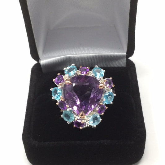 Trillion Cut Genuine Amethyst Ring