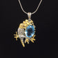 Artistic Genuine Blue Topaz Bird Pendant