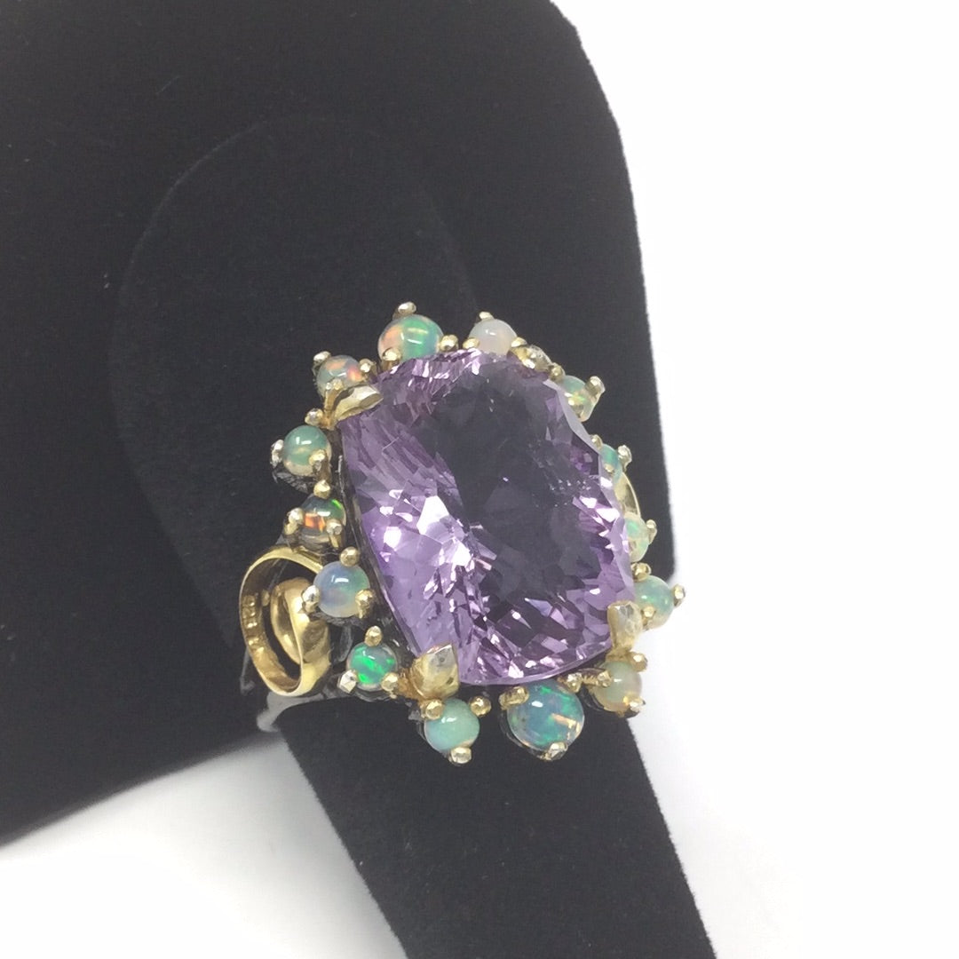 Genuine Amethyst & Opal Ring