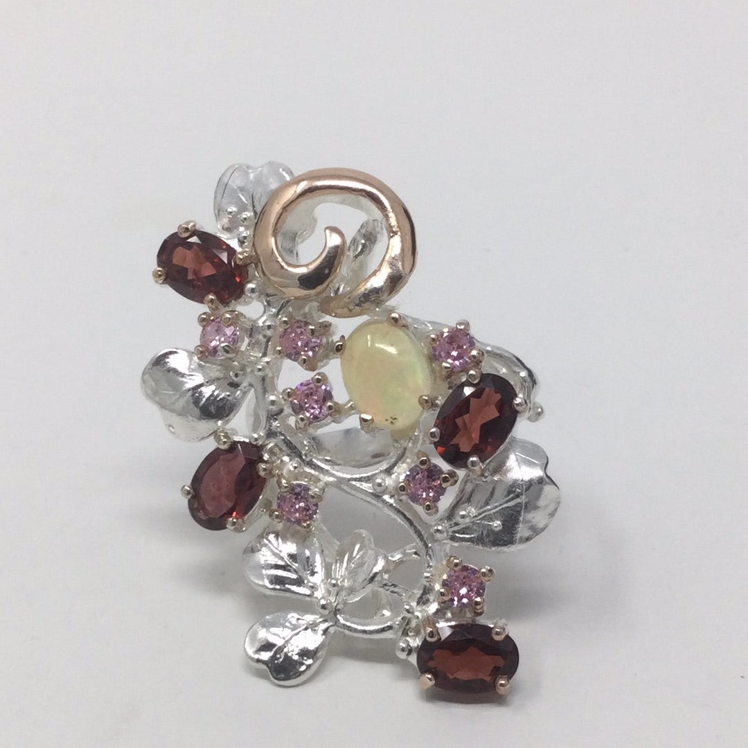 Opulent Opal & Garnet Ring