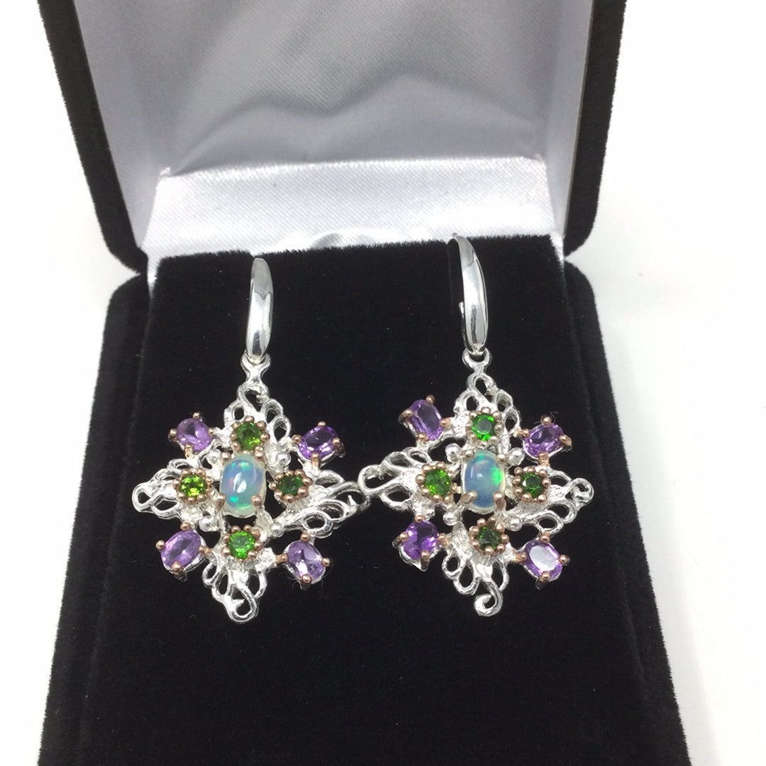 Genuine Gemstone Encrusted Earrings