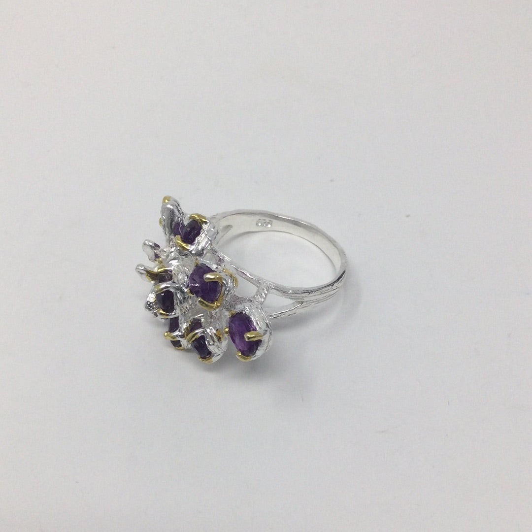 Genuine Amethyst Peacock Ring