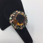 Genuine Cognac Quartz & Peridot Ring