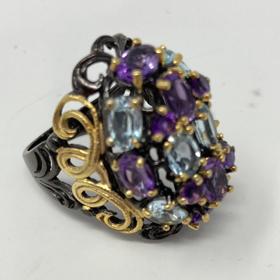 Imperial Elegance Genuine Amethyst & Topaz Ring