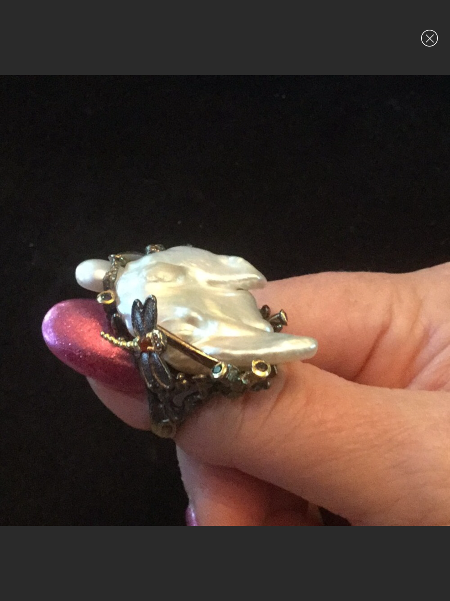 Rare Genuine Baroque Pearl Ring