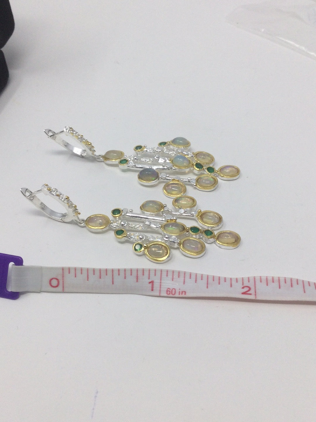 Sweeping Long Genuine Opal Earrings