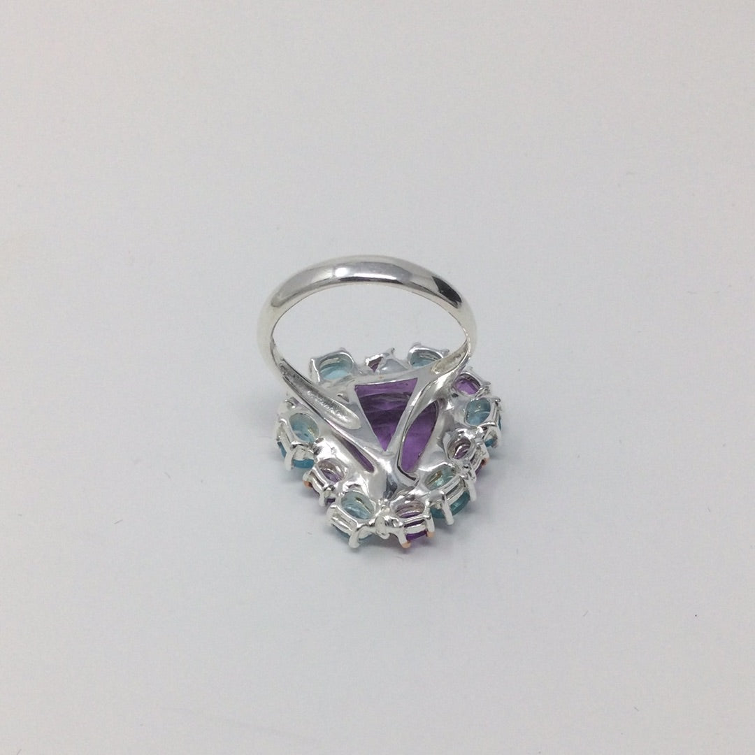 Trillion Cut Genuine Amethyst Ring