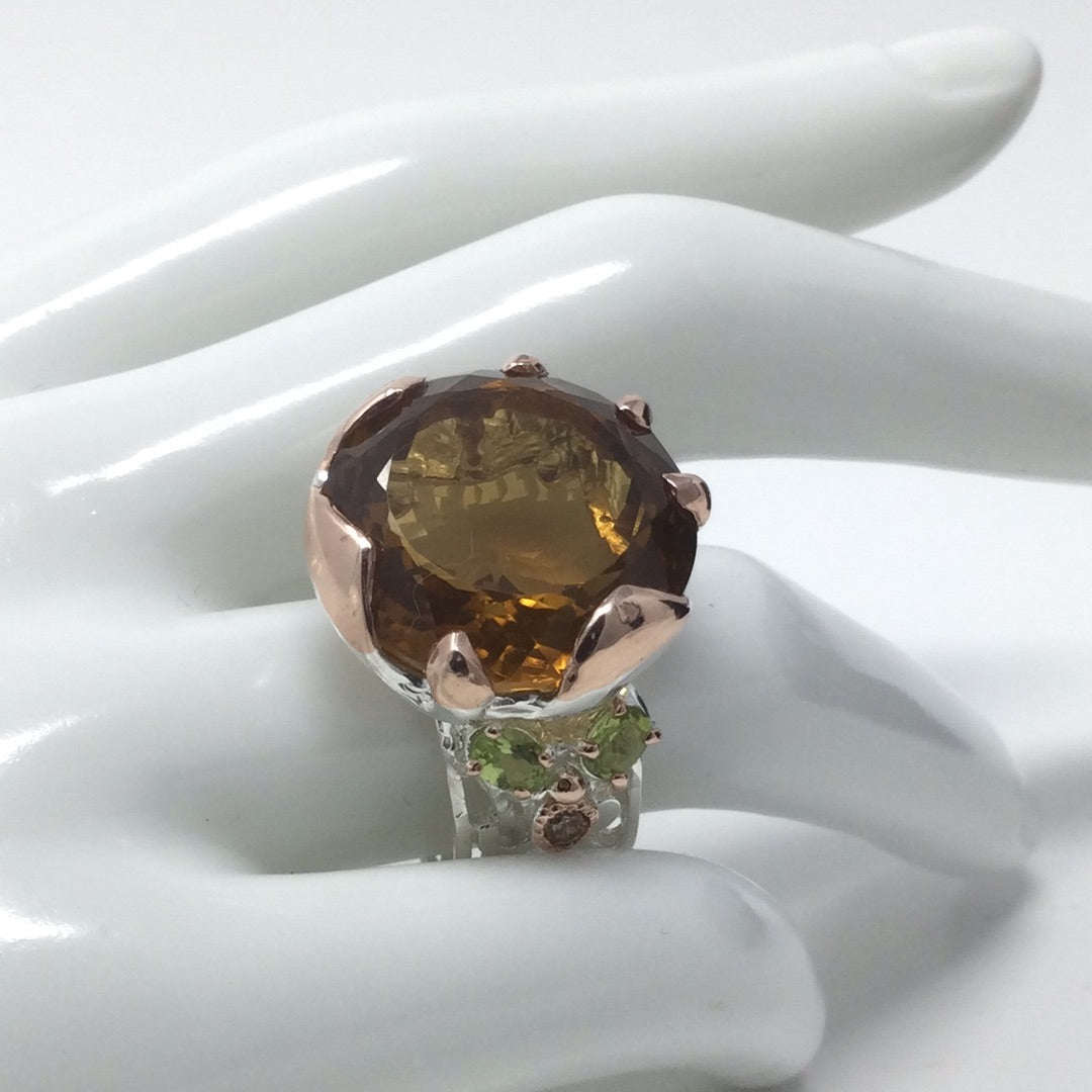 Round 27 CTW Cognac Quartz Ring