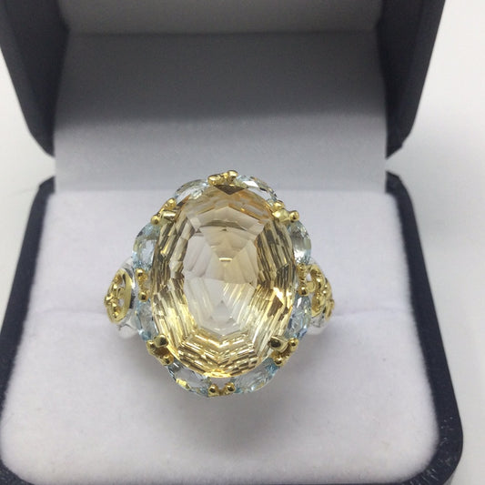 Exceptional Fancy Cut Genuine Citrine Ring