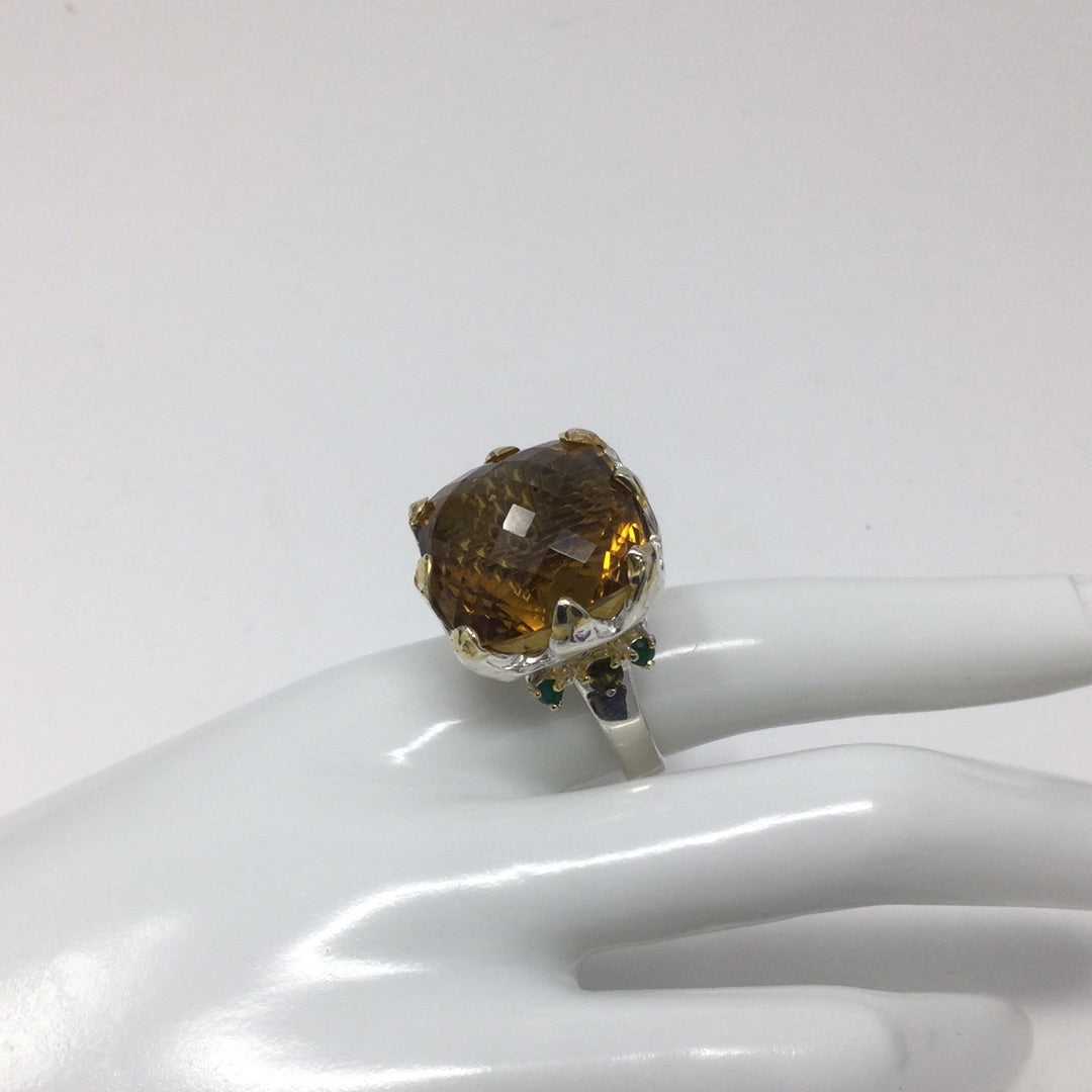 Incredible Genuine 34CTW Cognac Quartz Ring