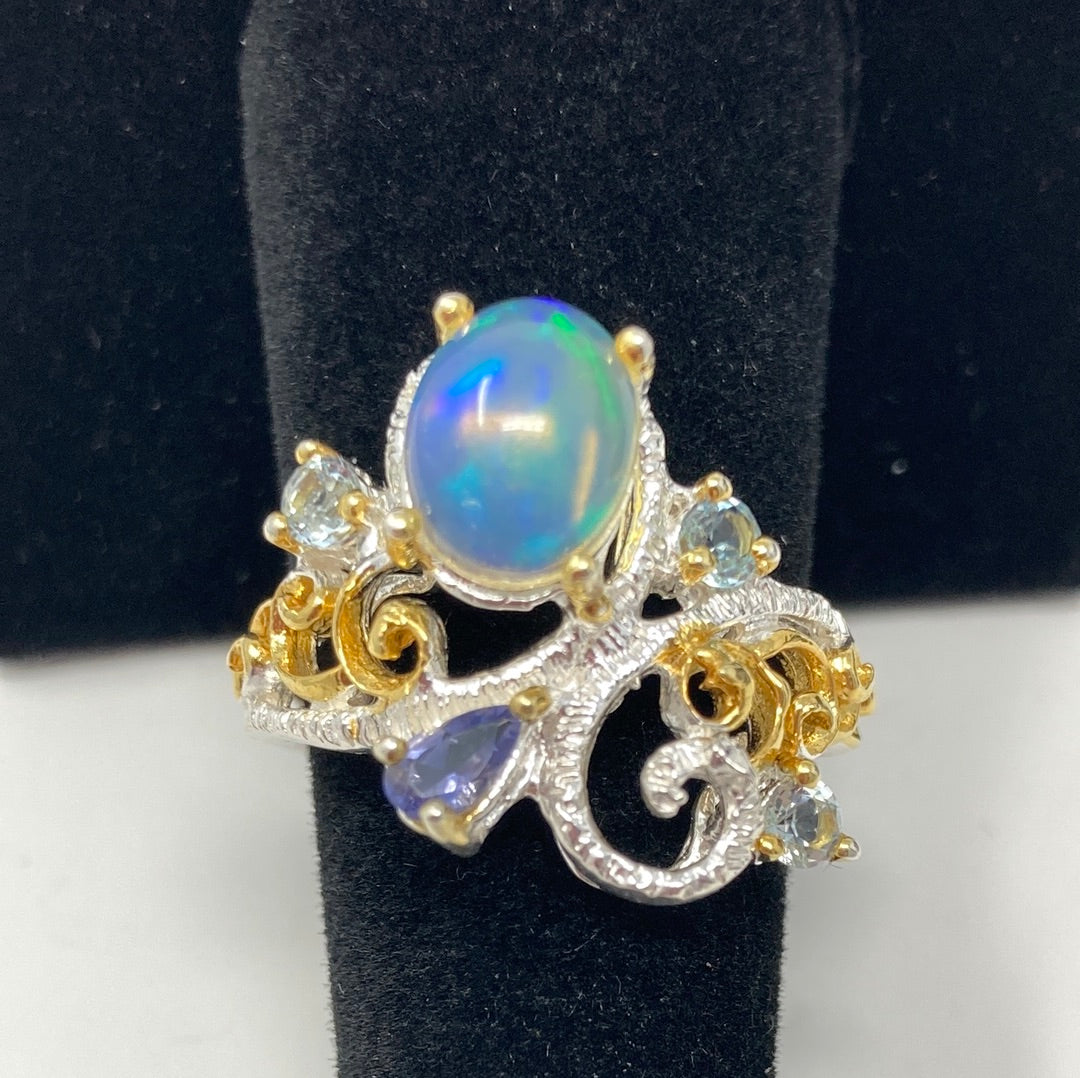 Opulent Opal & Tanzanite Ring