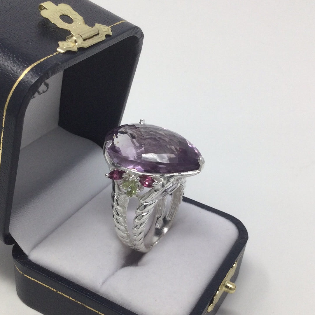 Incredible 45 CTW Genuine Amethyst Ring