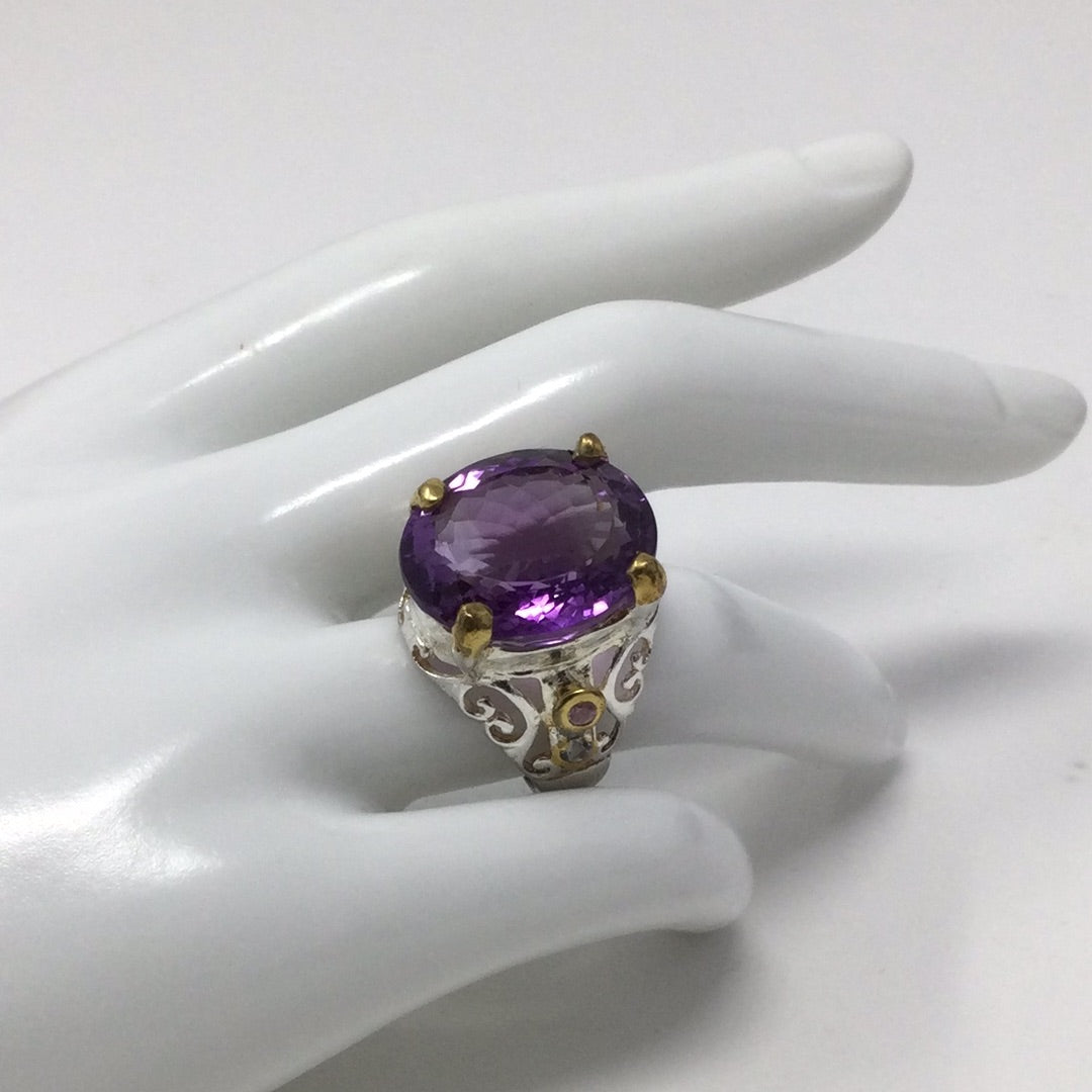 Intense Royal Purple Genuine Amethyst Ring