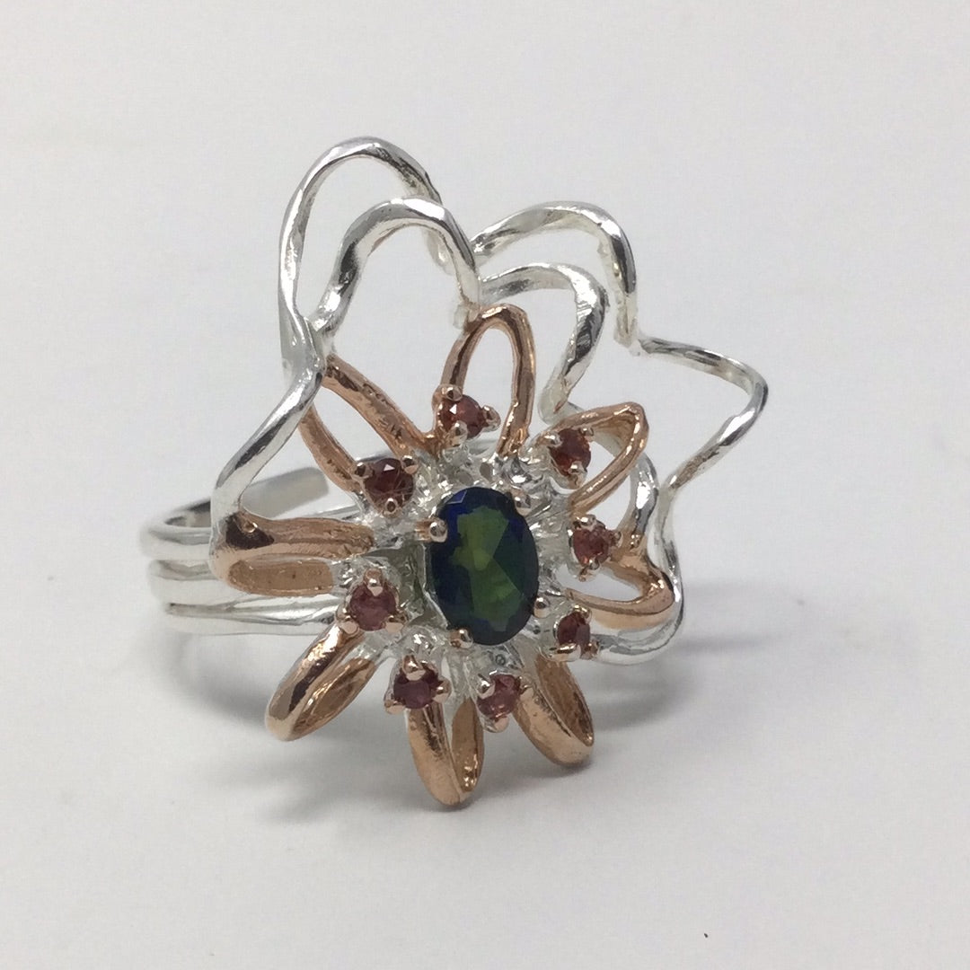 Surrealistic Genuine Black Opal Ring