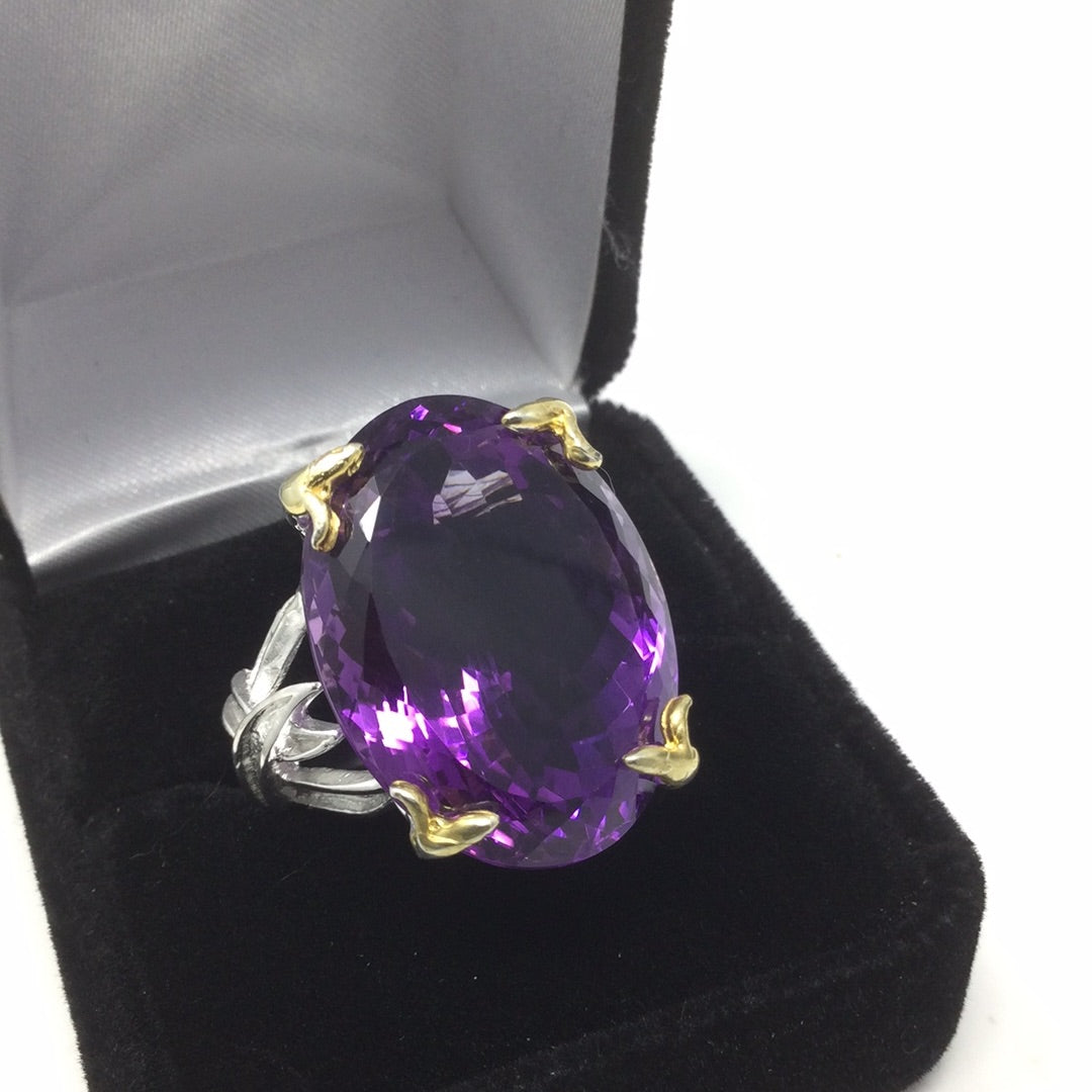 Astounding Genuine 37 CTW Amethyst Ring