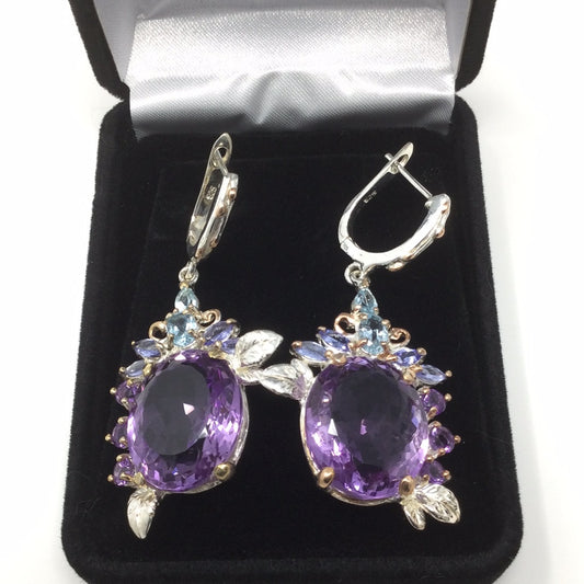 HOLD FOR VICTORIA Genuine Amethyst & Iolite Earrings