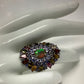 Genuine Faceted Fiery Natural Opal with Tanzanite & Tourmalines Ring