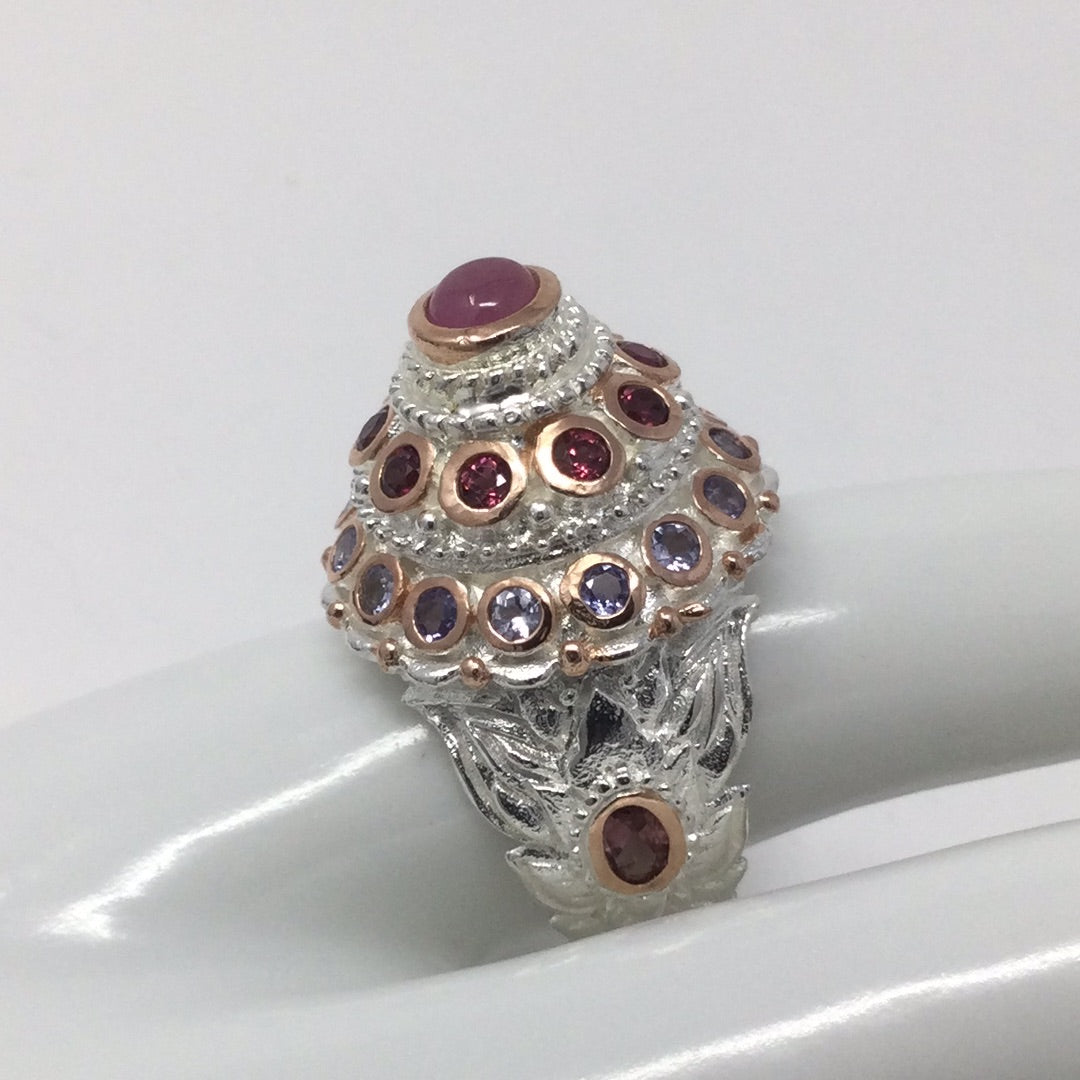 Ravishing Ruby, with Tanzanite Genuine Gemstone Ring