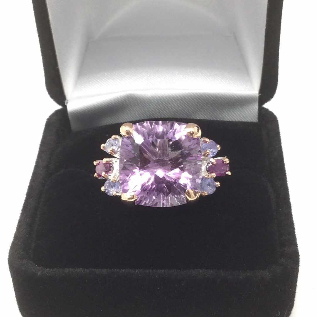 Luscious Genuine AAA+ Amethyst & Tanzanite Ring