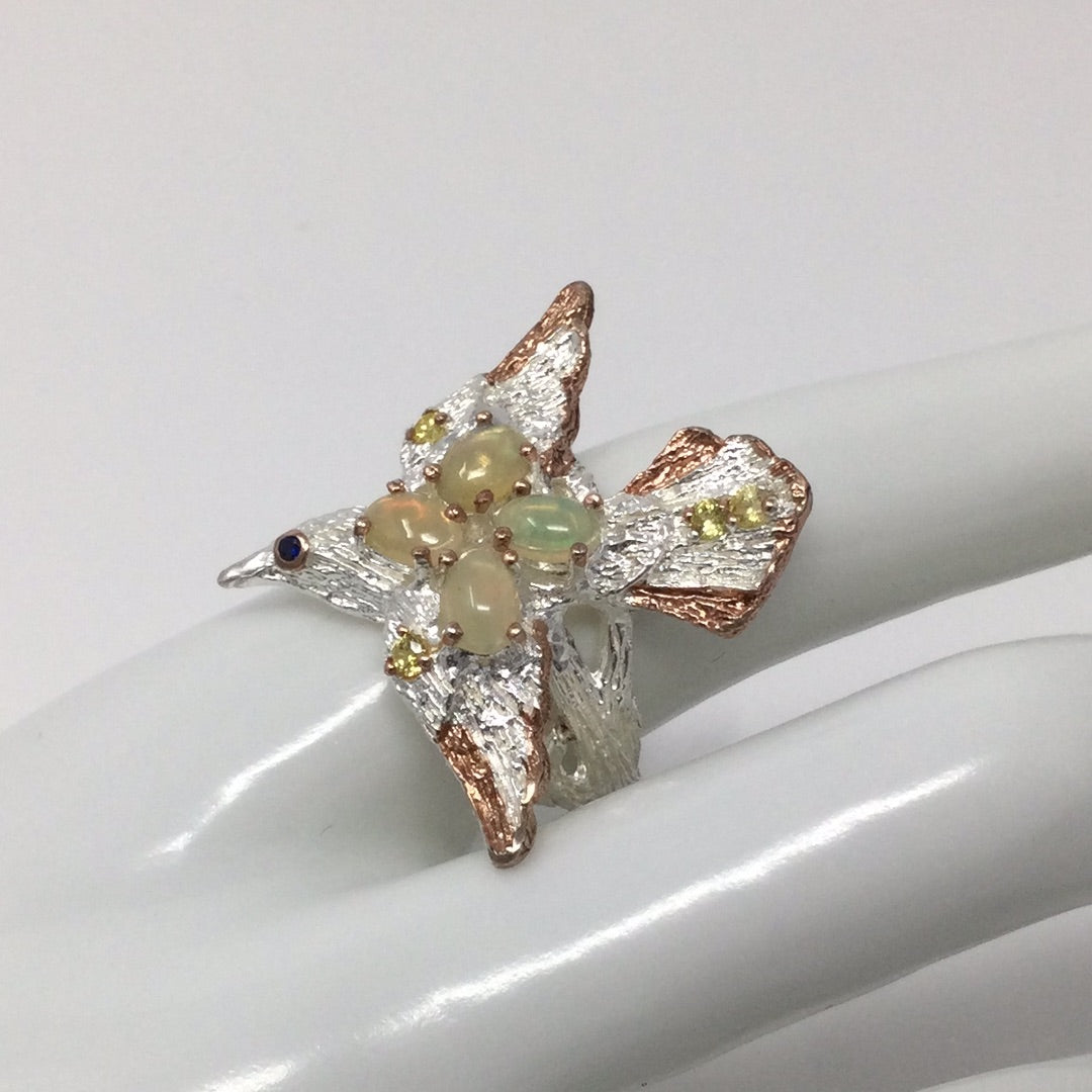 Genuine Opal Bird in Flight Ring