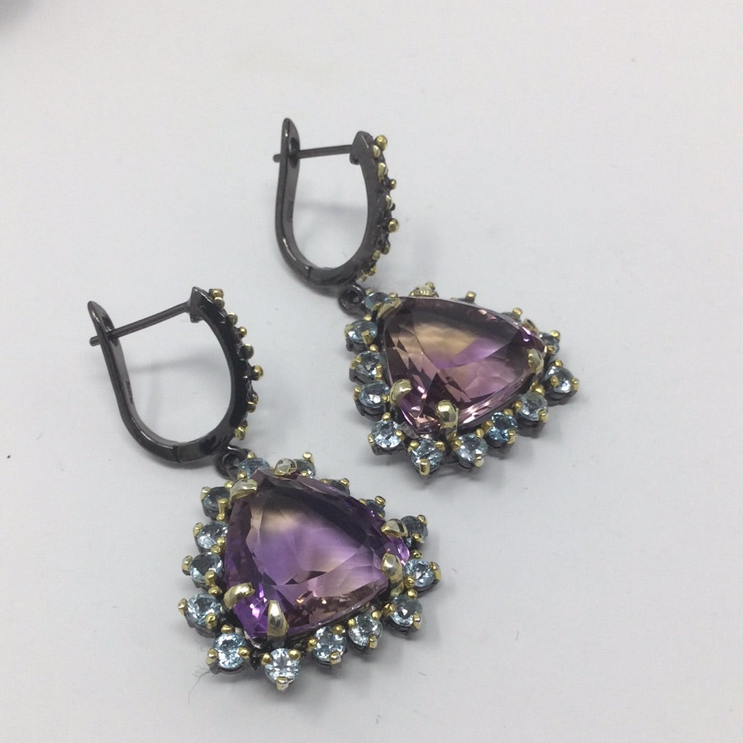 Genuine Ametrine & Topaz Earrings