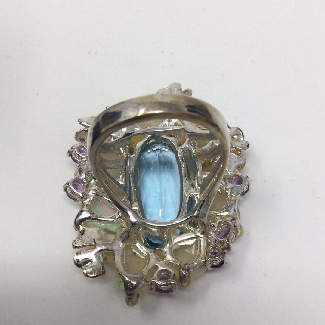 Explosion of Opals & Topaz Ring