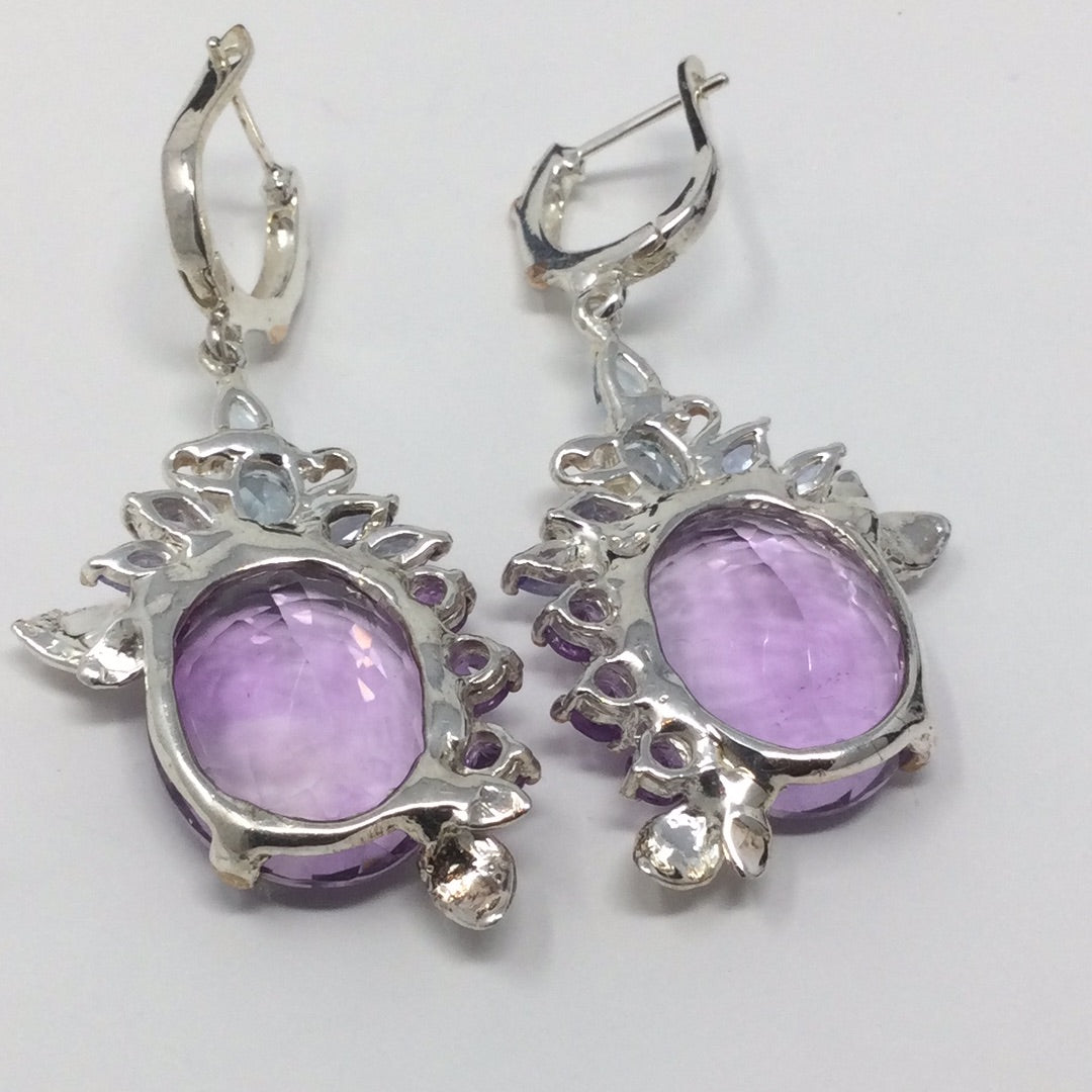 HOLD FOR VICTORIA Genuine Amethyst & Iolite Earrings