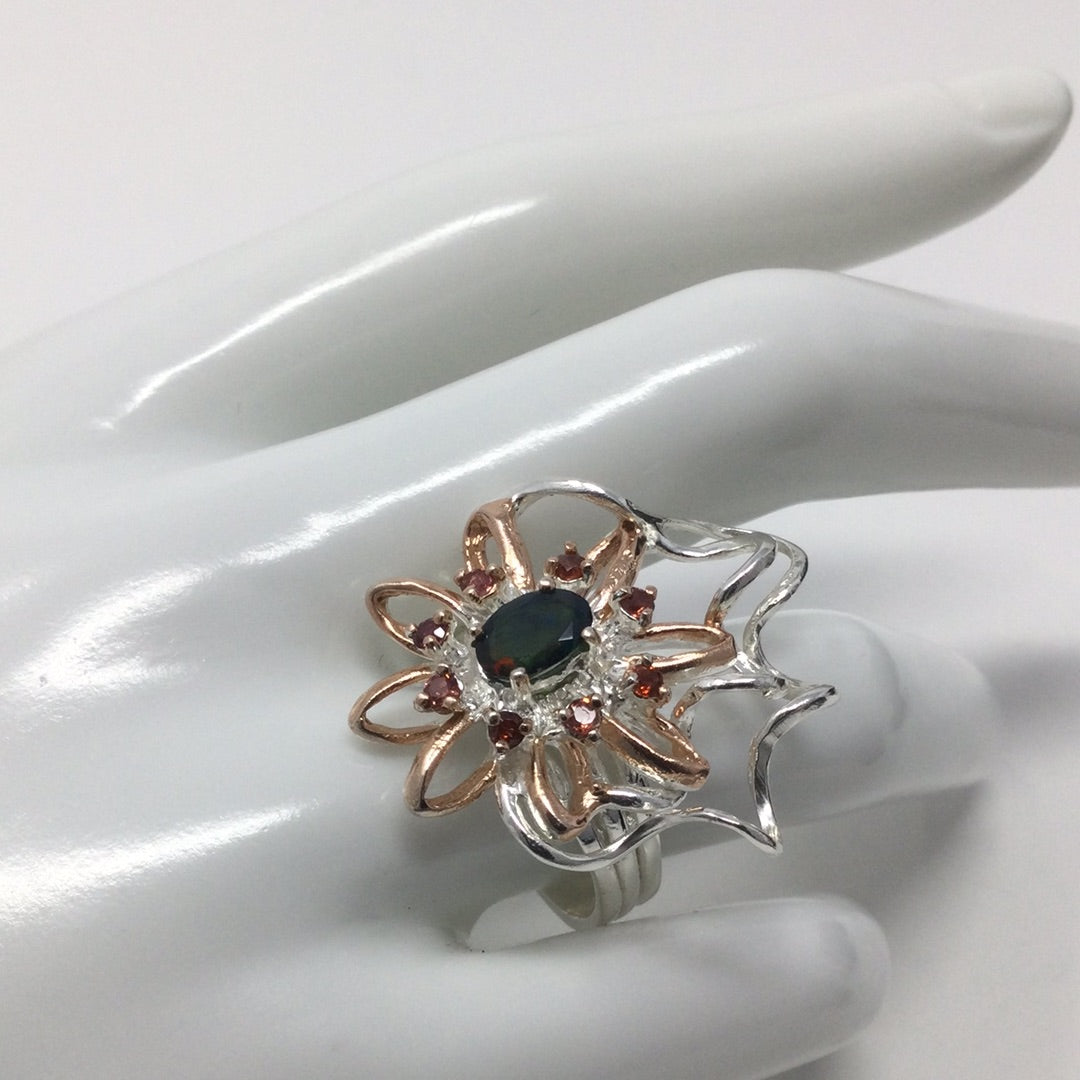 Surrealistic Genuine Black Opal Ring