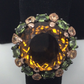 Genuine Cognac Quartz & Peridot Ring