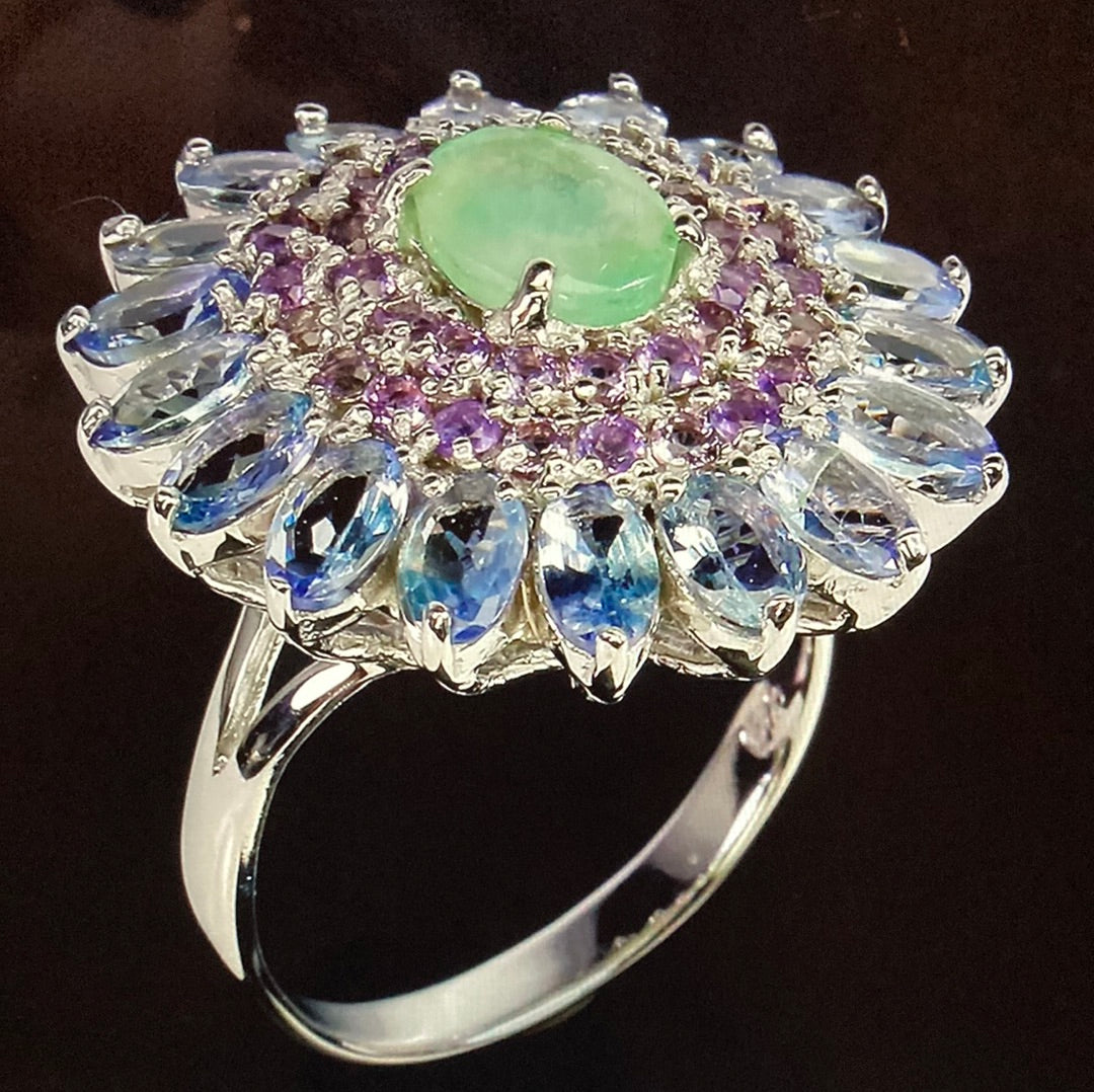 Genuine Emerald & Tanzanite Ring