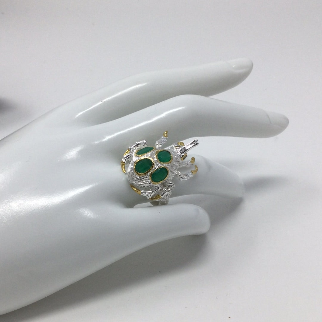 Don’t Bug Me, Genuine Faceted Green Onyx Ring