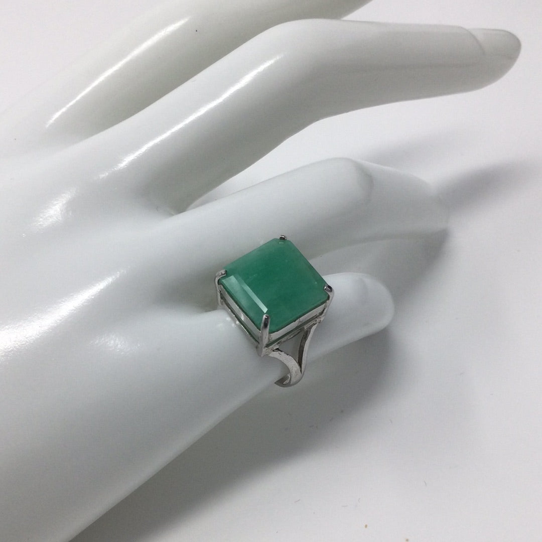 Genuine Square Cut Emerald Ring