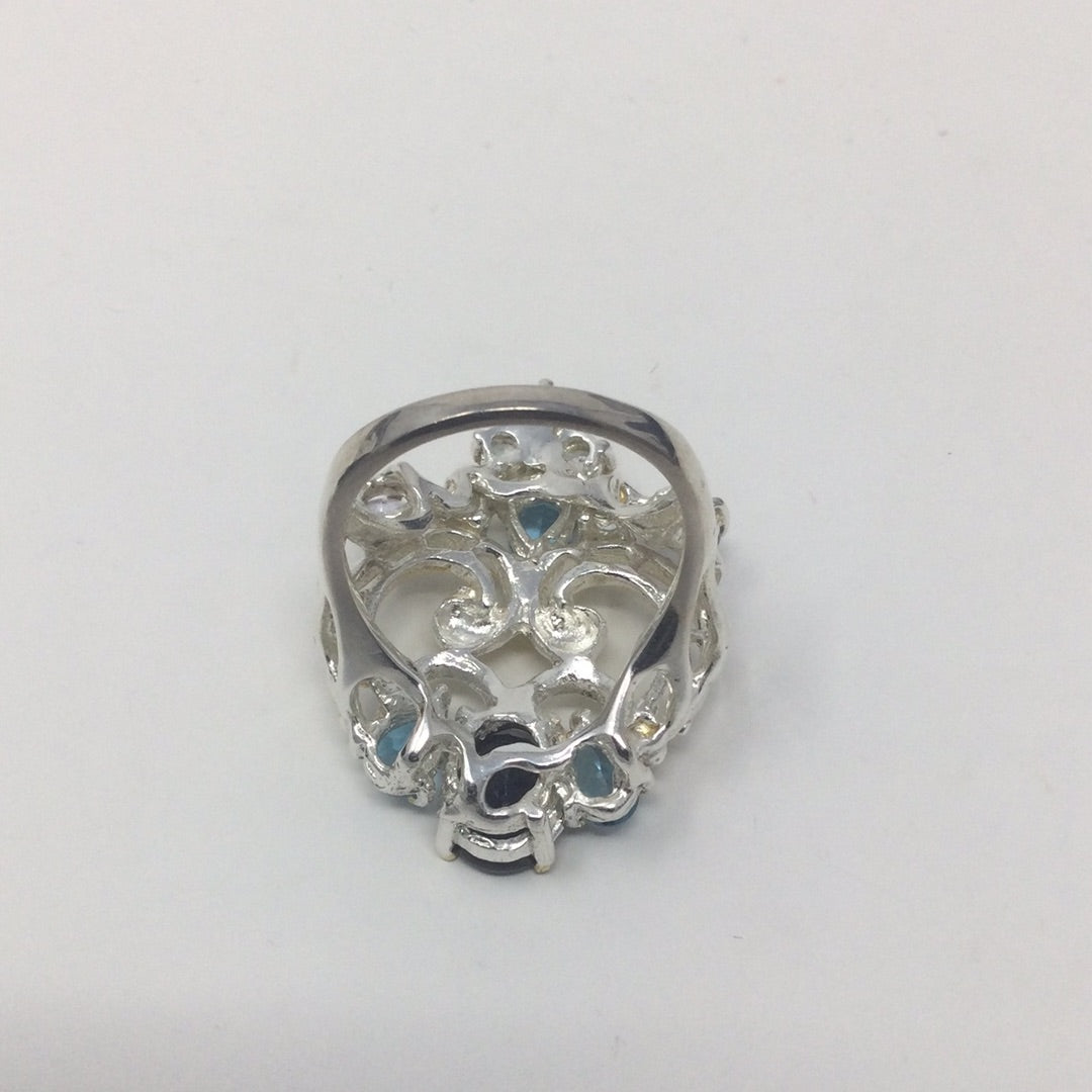 Genuine Sapphire, Tanzanite & Topaz Ring