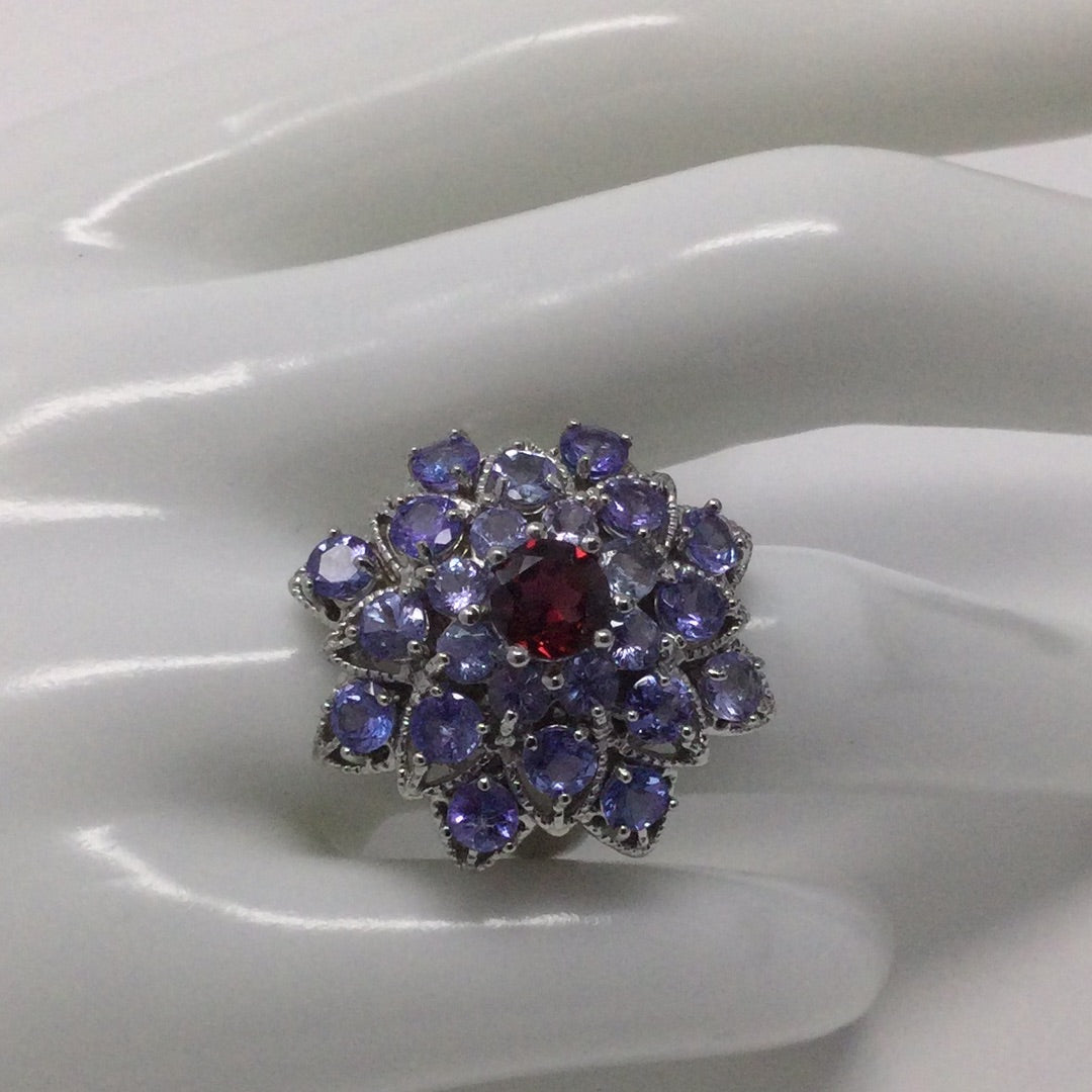 Genuine Tanzanite & Garnet Ring