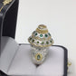 Voluptuous Genuine Fiery Opal, Russian Chrome Diopside Bejeweled Dome Ring