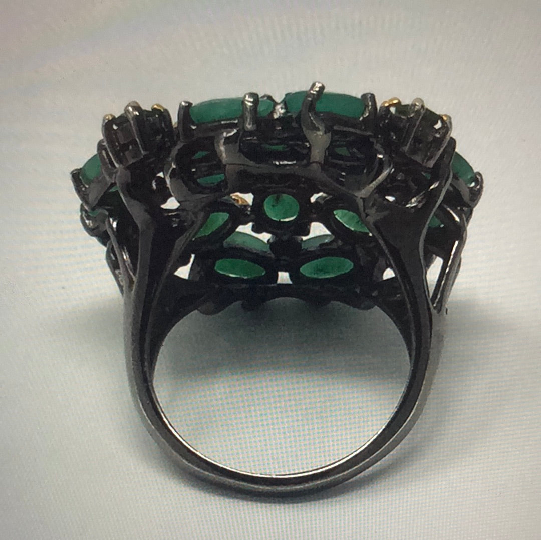 Starburst Genuine Emerald Ring