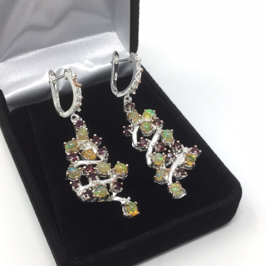 Mesmerizing Opal & Garnet Earrings