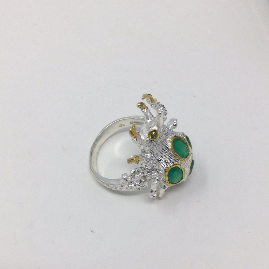 Don’t Bug Me, Genuine Faceted Green Onyx Ring